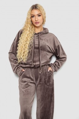 Спорт костюм женский велюровый свободного кроя, цвет мокко, 241R2001-20