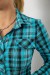 Рубашка женская в клетку, цвет бирюзовый, 230R064-1 Рубашка женская в клетку, цвет бирюзовый, 230R064-1