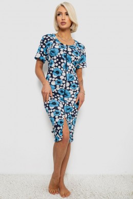 Халат жіночий на блискавці з принтом, колір блакитний, 257R1030-2