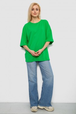 Футболка женская однотонная, цвет зеленый, 244R2023
