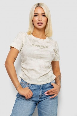 Футболка женская с принтом, цвет кремовый, 221R3308