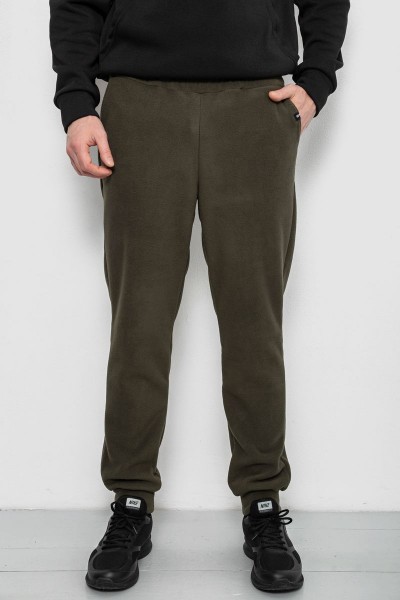 Спортивные штаны мужские однотонные на поларфлисе, цвет хаки, 257R20