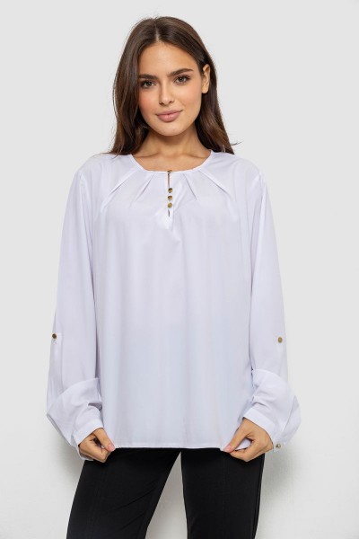 Блуза однотонная, цвет белый, 230R1122-6