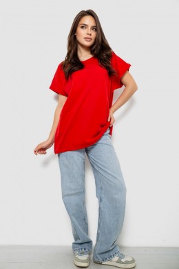 Футболка женская однотонная, цвет красный, 244R2400