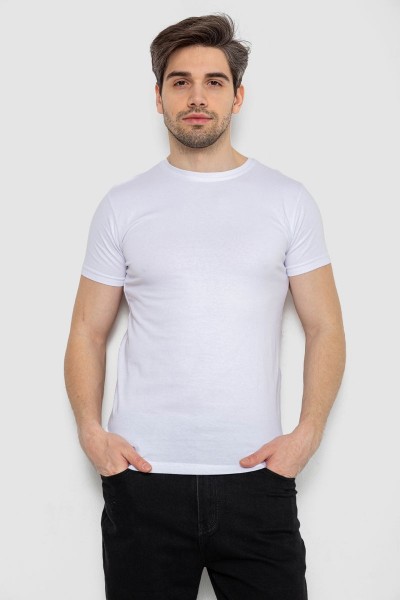 Футболка мужская однотонная базовая, цвет белый, 244R2408