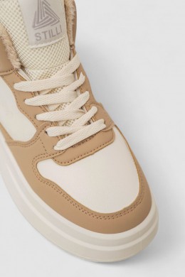 Кроссовки женские зимние на меху, цвет бежево-черный, 248RLM50