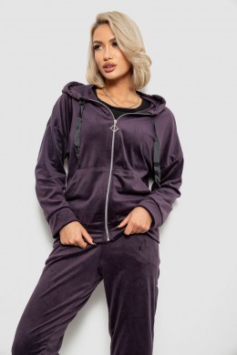 Спортивний костюм жіночий велюровий, колір темно-сливовий, 257R4119