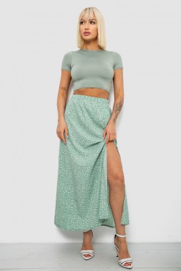 Спідниця софт однотонна в горошок, колір оливковий, 257R11-1