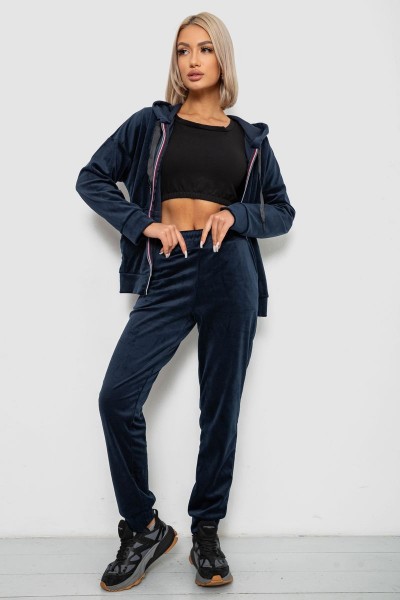 Спортивний костюм жіночий велюровий, колір синій, 257R4122