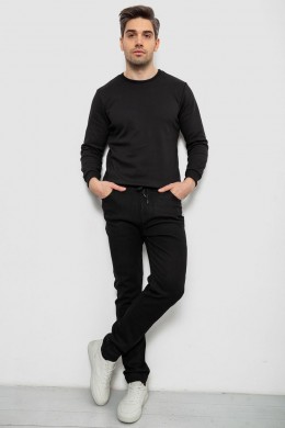 Джинсы мужские на резинке утепленные, цвет черный, 244R664-5