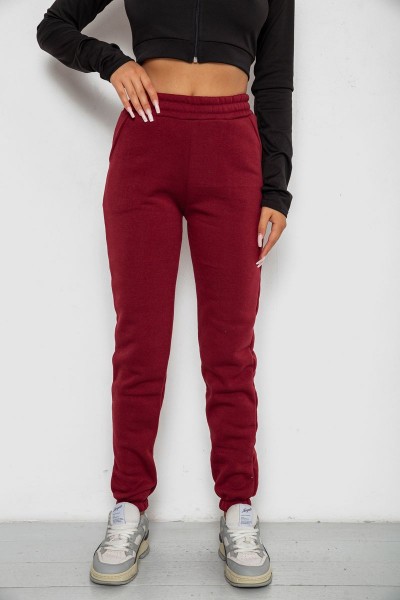 Спортивные штаны женские на флисе, цвет бордовый, 238R58600