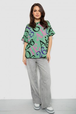 Футболка женская с принтом, цвет оливковый, 244R4002-1