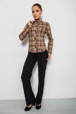 Рубашка женская в клетку, цвет темно-бежевый, 230R064-1