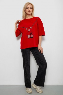 Футболка женская с принтом, цвет красный, 244R2016