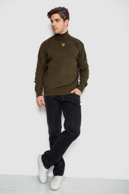 Гольф мужской с вышивкой тризубец, цвет хаки, 161R010