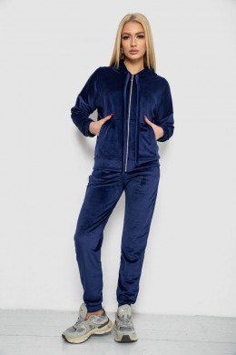 Спортивный костюм женский велюровый, цвет синий, 177R018