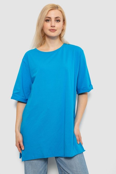 Футболка женская однотонная, цвет бирюзовый, 244R2024-5