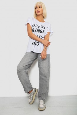 Футболка женская с принтом, цвет белый, 244R3013-5