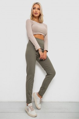 Лосины в рубчик на флисе, цвет хаки, 244R1709