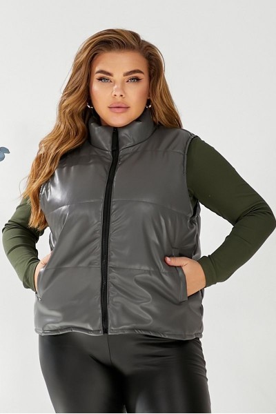 Жилет женский демисезонный экокожа, цвет серый, 257R68