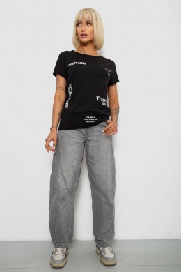 Футболка женская с принтом, цвет черный, 244R2214-5
