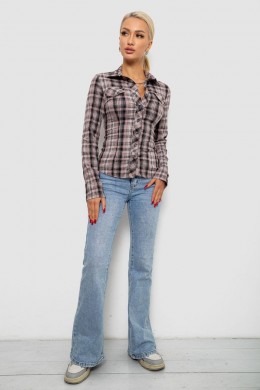 Рубашка женская в клетку, цвет темно-пудровый, 230R064-1