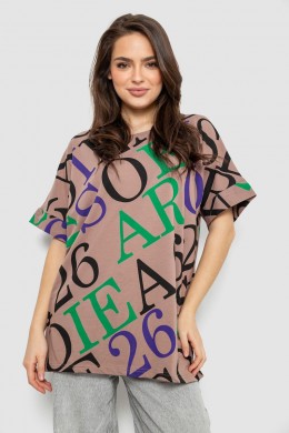 Футболка женская с принтом, цвет бежевый, 244R4002-1