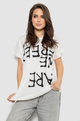 Футболка женская с принтом, цвет молочный, 244R3003