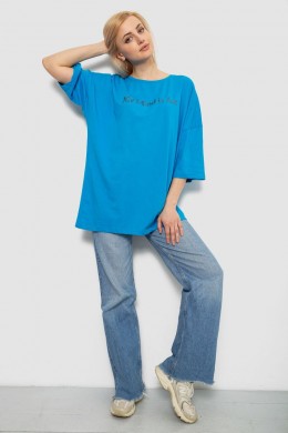 Футболка женская с принтом, цвет бирюзовый, 244R3015