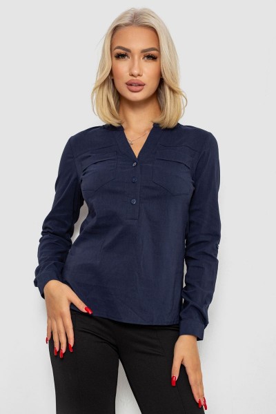 Блуза однотонная, цвет синий, 230R96-11