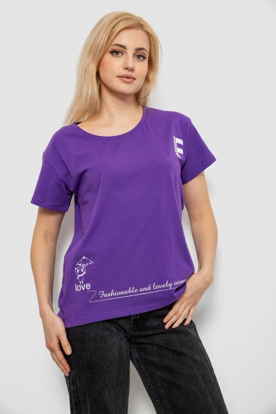 Футболка женская с принтом, цвет фиолетовый, 244R2304-5