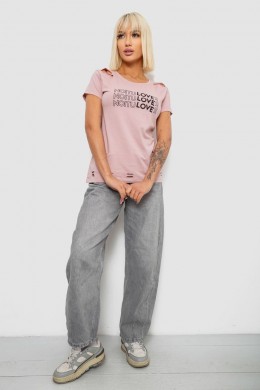 Футболка женская с принтом, цвет пудровый, 244R2232