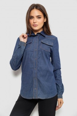Сорочка жіноча однотонна, колір синій, 230R069