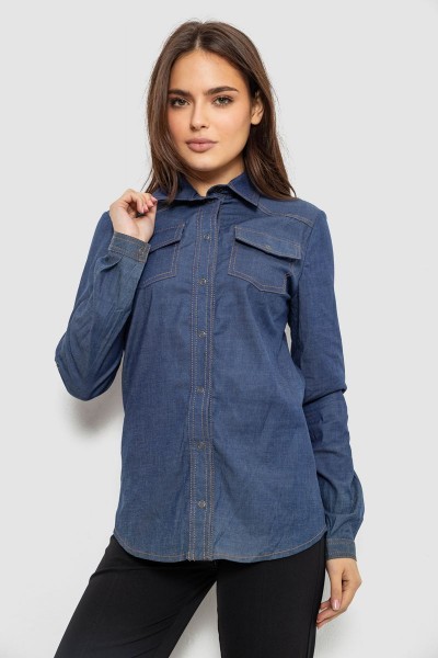 Сорочка жіноча однотонна, колір синій, 230R069