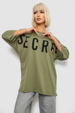 Футболка женская с принтом, цвет хаки, 244R3008-1