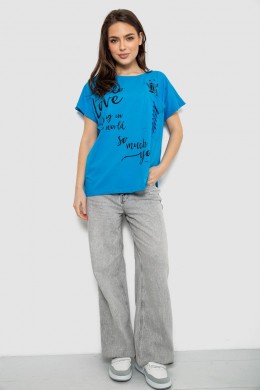 Футболка женская с принтом, цвет голубой, 244R3011