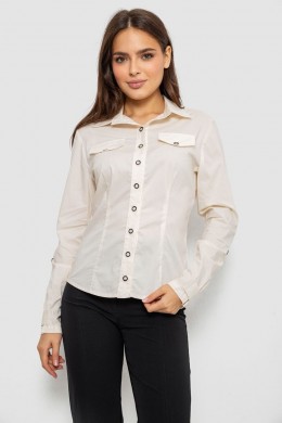 Сорочка жіноча однотонна, колір кремовий, 230R068-8