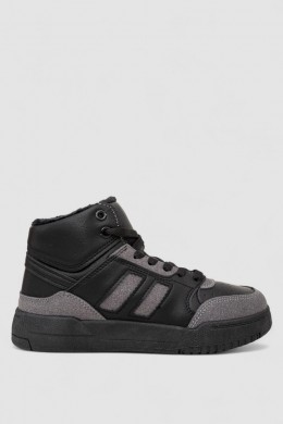 Кросівки жіночі зимові на хутрі, колір чорно-сірий, 248RAD500