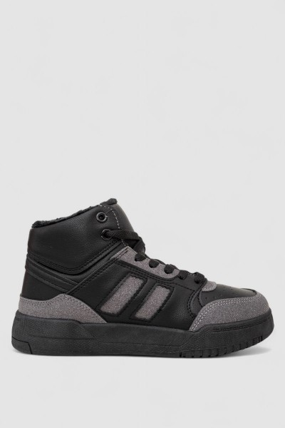 Кросівки жіночі зимові на хутрі, колір чорно-сірий, 248RAD500