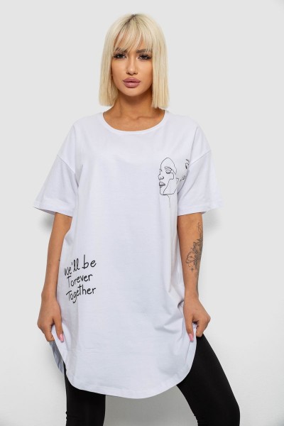 Футболка женская с принтом, цвет белый, 244R2416