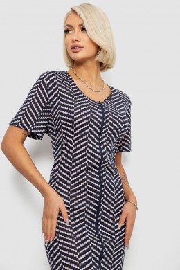 Халат женский на молнии с принтом, цвет синий, 257R1030-6