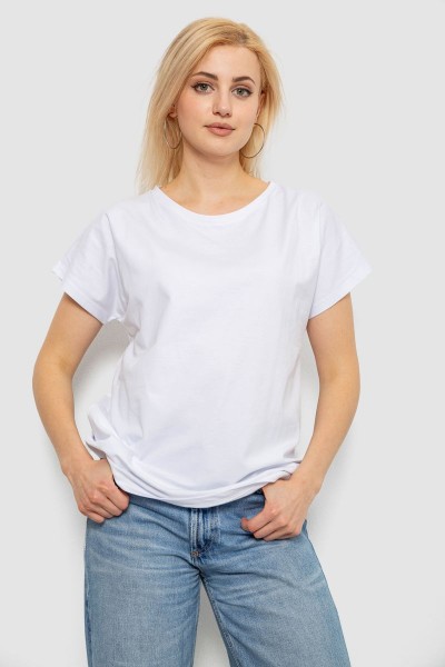 Футболка женская однотонная, цвет белый, 244R2300