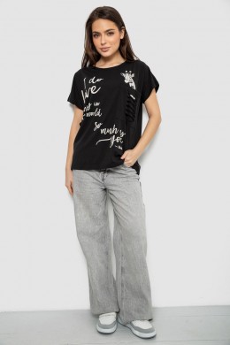 Футболка женская с принтом, цвет черный, 244R3011