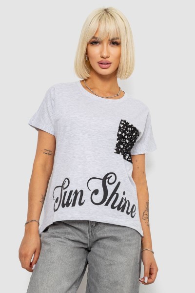 Футболка женская с принтом, цвет серый, 244R2057