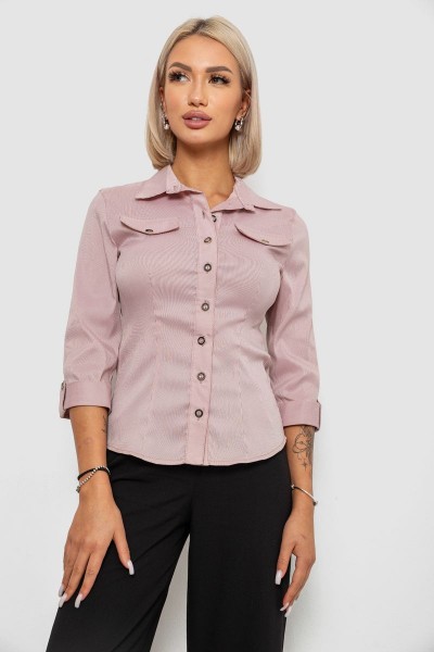 Сорочка класична в смужку, колір пудровий, 230R643