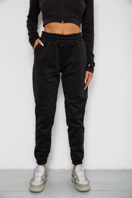 Спортивні штани жіночі на флісі, колір чорний, 238R57012