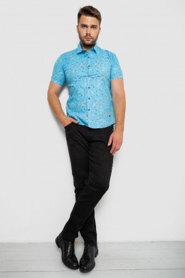 Рубашка мужская с принтом  -уценка, цвет голубой, 214R6917-9-U