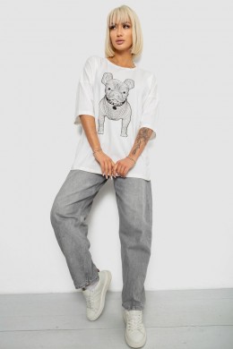 Футболка женская с принтом, цвет молочный, 244R3008