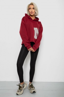 Худи женский с капюшоном на флисе, цвет бордовый, 257R335