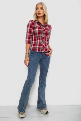 Рубашка женская в клетку, цвет бордовый, 230R063